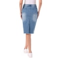 thumbnail image 3 of INSPIRE CHIC Women's Jean Skirts High Waist Raw Hem Knee Length Wrap Denim Skirts Jean Blue L, 3 of 6