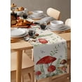 thumbnail image 6 of Table Runner Dresser Scarves 60 Inch Long, Rustic Farm Mushroom and Leaves Linen Dining Table Runners Butterfly on Vintage Linen Texture Tabletop Scarf for Wedding Holiday Party Kitchen, 6 of 7