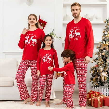 

Xmas Family Matching Pajamas Set Family Matching Outfits Christmas Deer Print Adult Kids Pjs