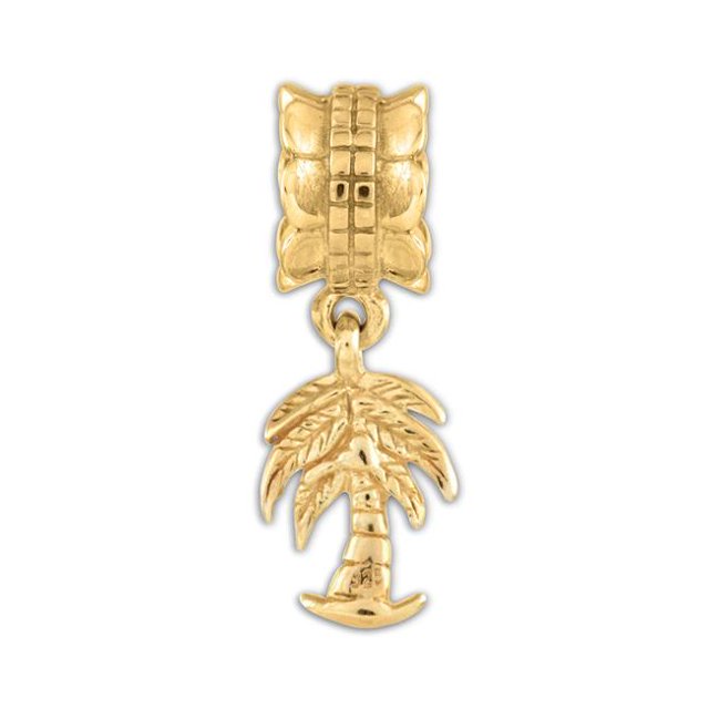Sterling Silver Gold-Plated Palm Tree Dangle Bead