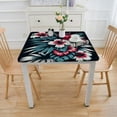 thumbnail image 3 of nygtbtfer Red White Hibiscus Flowers Rectangle Tablecloth, Elastic Edged Table Cover, Vintage Polyester Washable Tablecloth for Kitchen Dinning Outdoor Spring Summer Decor, 3 of 7