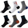 thumbnail image 6 of Men’s 6-Pack Athletic Crew Socks with Embroidered Logo – Breathable, Moisture-Wicking, Cushioned Sport Socks – One Size Fits All, 6 of 7
