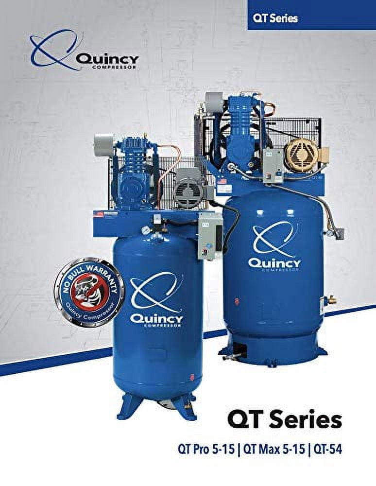 Quincy QT-5 Splash Reciprocating Air Compressor - 5 HP, 230Volt, 3Phase, 80Gallon Vertical Tank