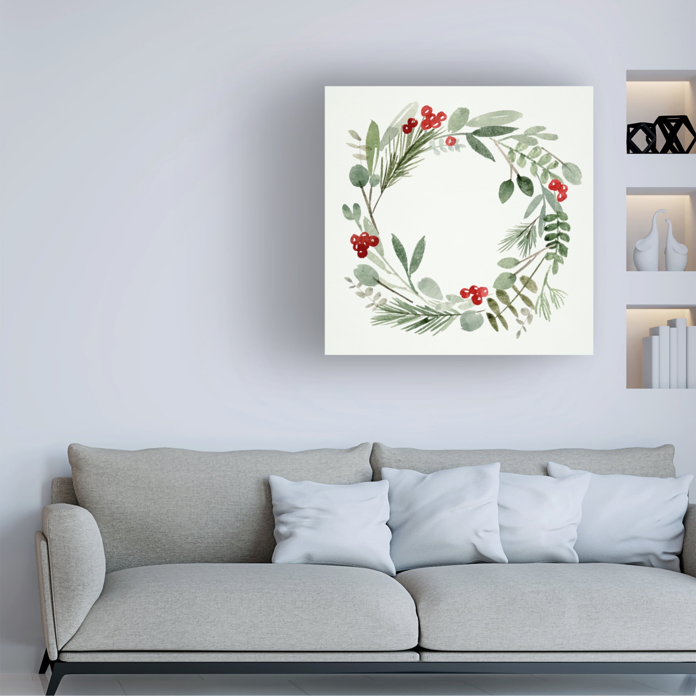 Melissa Wang 'Holly Wreath I' Canvas Art
