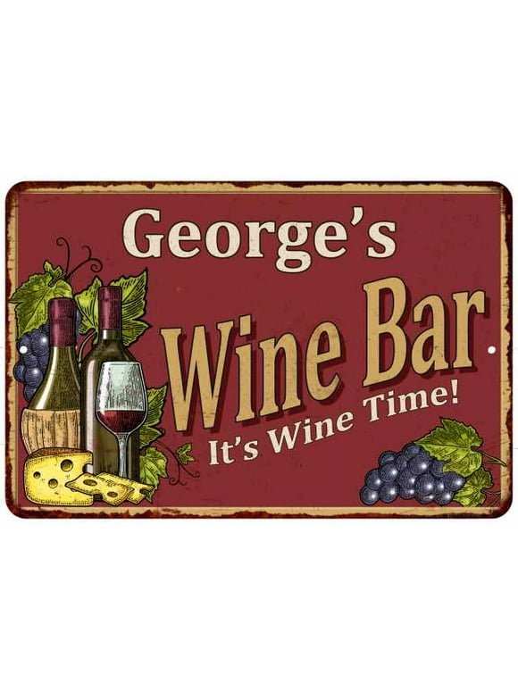 George's Red Wine Bar Sign 8 x 12 High Gloss Metal 208120054221
