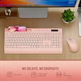 thumbnail image 6 of Wireless Keyboard and Mouse Combo with Full-Size Quiet, Palm Rest, Phone Holder, Multimedia Keys, Batteries Included, Compatible with Windows, PC, Laptop - Pink, 6 of 7