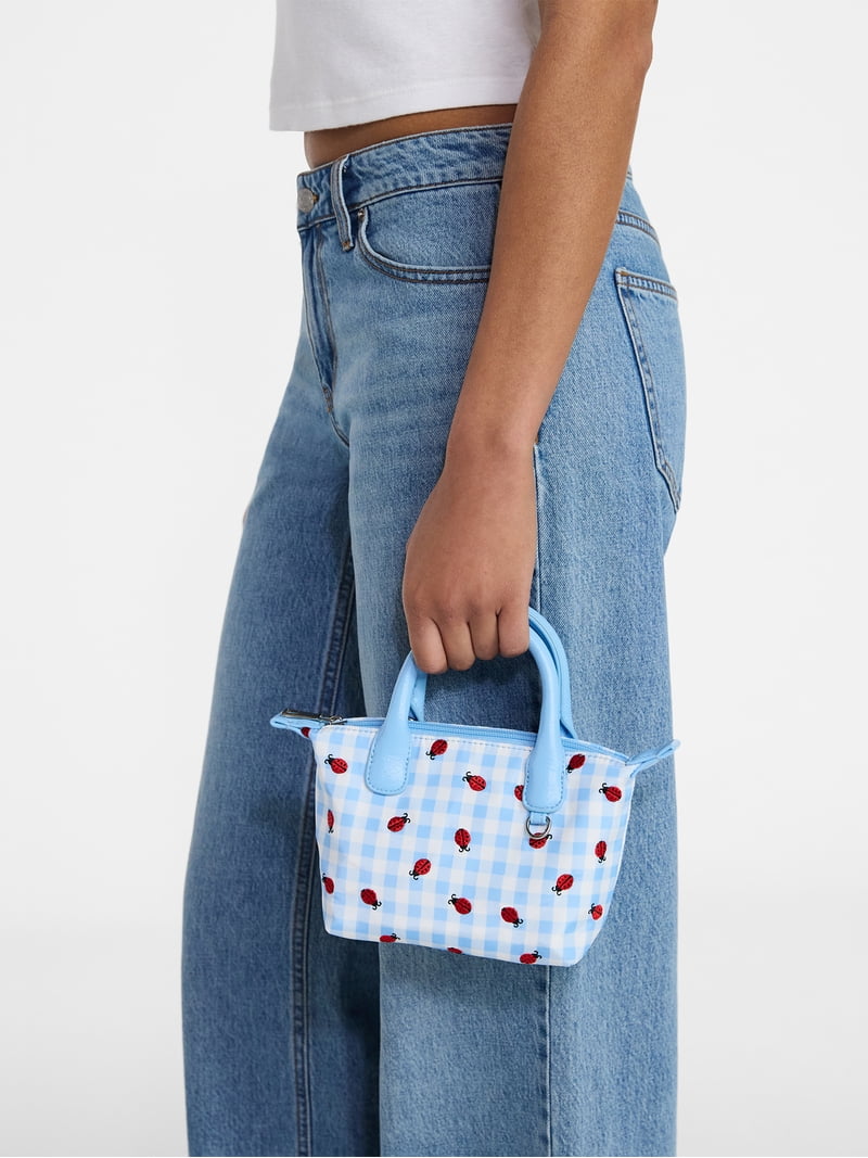 バッグ led_ladybug No Boundaries Women's Mini Tote Crossbody Bag, Sky Gingham with