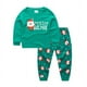 thumbnail image 1 of Conjunto de pijamas para bebés y niños, ropa de algodón supercálida, camiseta, pantalones a rayas, 2 piezas, novedad, navidad, 1 of 3