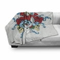 thumbnail image 2 of Anchor Soft Flannel Fleece Blanket, Anchor Head Bones Skeleton Roses Bouquet Dolphin Wildlife Danger Traveling, Cozy Plush for Indoor and Outdoor Use, 60" x 80", Red Blue Sand Brown, by Ambesonne, 2 of 5
