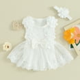 thumbnail image 2 of Edvintorg 0-18 Months Toddler Girl Clothes Set Summer Infant Cotton Outfits Sleeveless Skirt Baby Girl Flower Lace Bow Tie Dress Romper Hair Band Set, 2 of 3