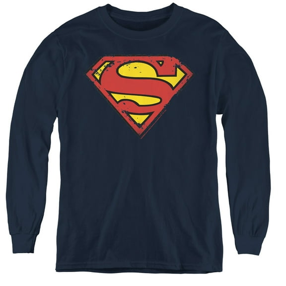 Superman - Distressed Shield - Youth Long Sleeve Shirt - Large