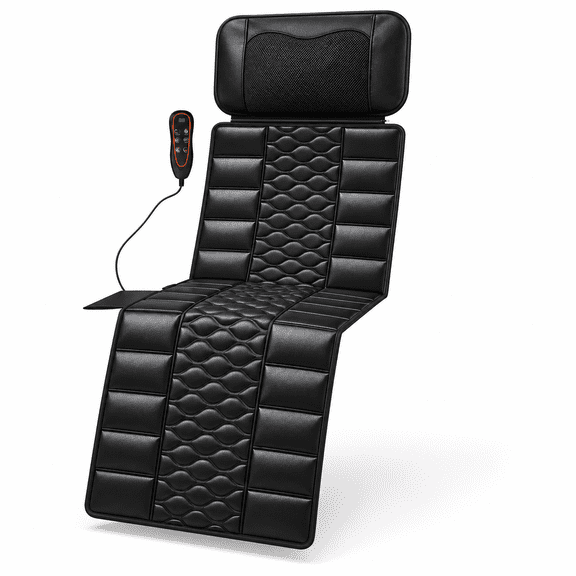 HEMXSZH Full Body Massage Mat with Remote Control Heat & Vibration, PU Material Massage, Black