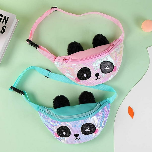 Cute Panda Fanny Pack with Glitter Sequins Bum Bag Waist Pack Bag Chest Bag Crossbody Shoulder Bag Belt Bag Catoon Birthday Christmas Panda Gifts for Kids Girls Green Walmart