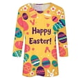 thumbnail image 5 of ZVAVZ T-Shirts de Pâques pour Femmes, Blouse à Col Rond Imprimé Lapin de Pâques, Manches 3/4, Jaune m, 5 of 5