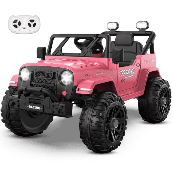 TOKTOO 12V Ride on Toys for Toddlers, Electric Ride on Car for Kids, Ride on Truck for Boys Girls with Parent Remote Control, Music Player, Pink