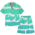 thumbnail image 2 of Men's Gradient Printed Satin Short Sleeve Button Up Pajama Loungewear Set for Comfortable Sleep and Relaxation at Home, 2 of 4