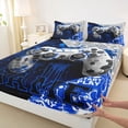 thumbnail image 3 of Feelyou Modern Game Gamer Bed Sheets, Honeycomb Gamepad Blue King Sheets, Teens Kids Boys Girls Sheet Set, Ultra Soft Bedroom Decor, 4pcs, 3 of 7