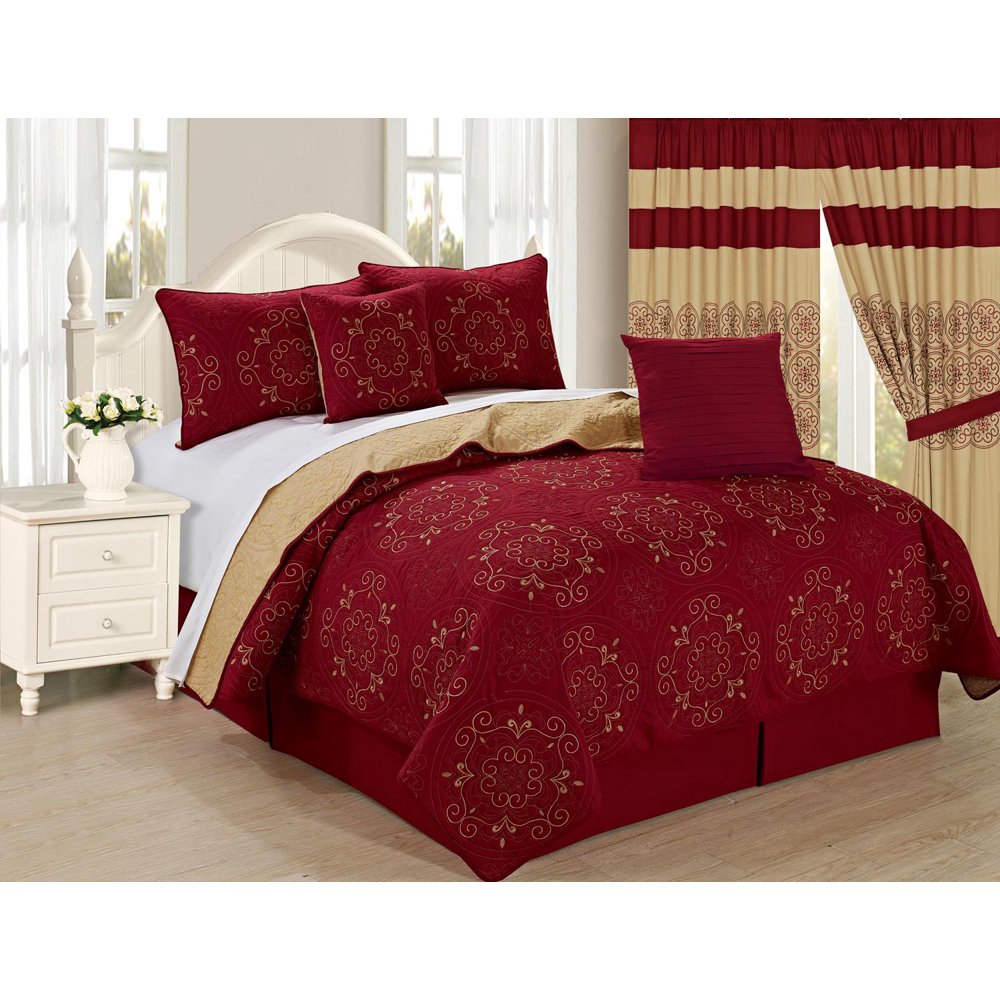 All American Collection New 6pc Circle Reversible High Quality Embroidered Bedspread/Quilt Set
