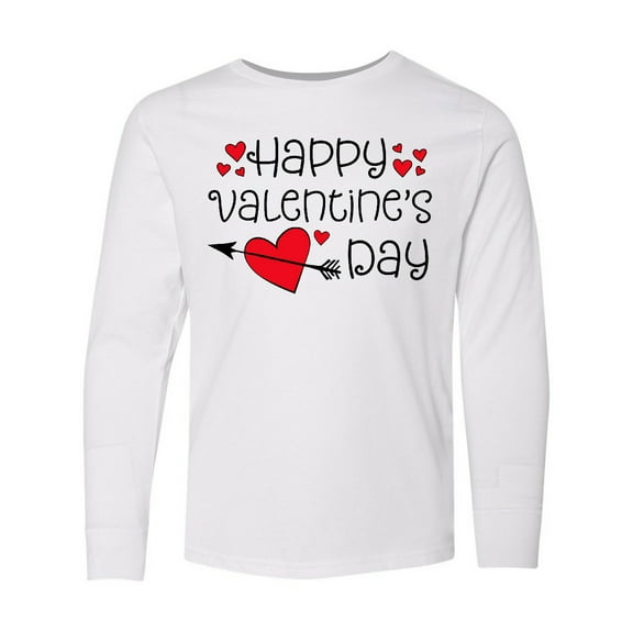 Inktastic Happy Valentines Day Red Hearts and Arrow Long Sleeve Youth T-Shirt