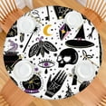 thumbnail image 2 of Black Halloween Witchcraft Elements Round Fitted Tablecloth with Elastic Edge,Dining Table Cover Waterproof,Outdoor Round Tablecloth for Camping,Dining,Indoor and Outdoor, 2 of 7