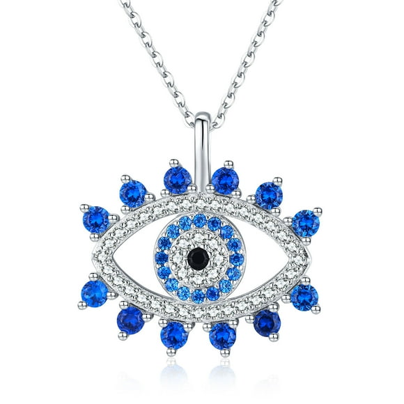 Coachuhhar Evil Eye Necklace for Women Girls Sterling Silver Lucky Blue Eye Pendant Neckalces Evil Eye Jewelry Gifts