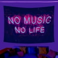thumbnail image 6 of 1pc NO MUSIC NO LIFE Fluorescent tapestry, UV black light floral and plant tapestry, bedroom home decoration wall hanging (GT3829,130x150cm), 6 of 6