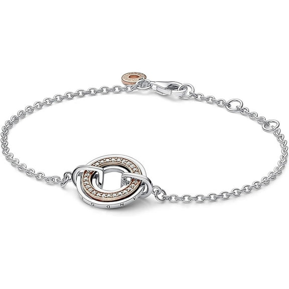 Pandora Signature Two Two-tone Logo & Pave Chain Bracelet