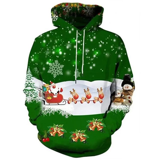 Sudaderas hombres moda Otoño e Invierno suéter de Navidad estampado 3D de gran tamaño con capucha Unisex hombre mujer divertido jersey de Harajuku