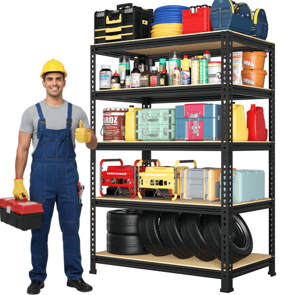 Prilinex Storage Shelves Heavy Duty Metal Shelves for Storage Adjustable Garage Shelves,32"W X 16"D X 63"H,Black