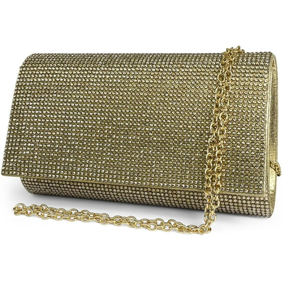 Geiomoo Glitter Evening Bag with Detachable Chain, Sequins Clutch Handbags Purse for Wedding Party