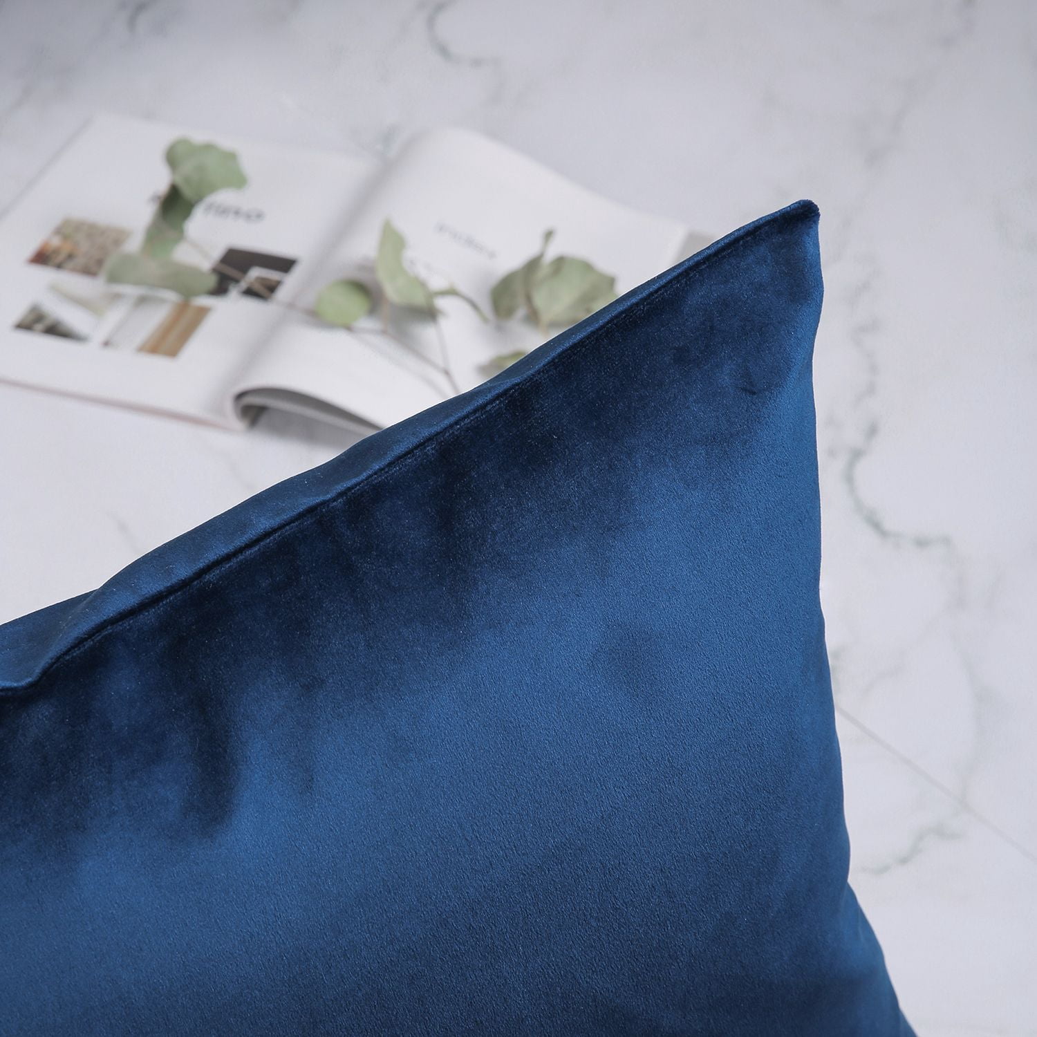 Phantoscope Silky Velvet Decorative Throw Pillow, 20 x 20 in, Navy Blue, 1 Pack