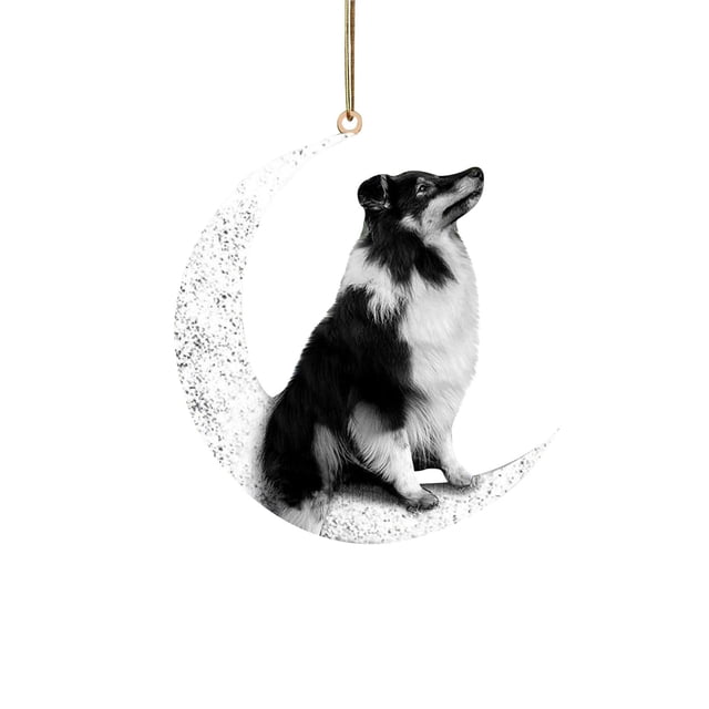 Arte del hierro Siéntese en la luna Adorno de luna de perro encantador para amantes de los perros Colgante de árbol de Navidad Wmkox8yii gf6346