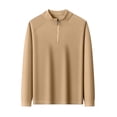 thumbnail image 4 of Mens Quarter Zip Pullover Long Sleeve Mock Neck Sweatshirts thermal Midweight Polo Shirt Loose Fit Running T Shirt Size M-4XL Khaki, 4 of 5