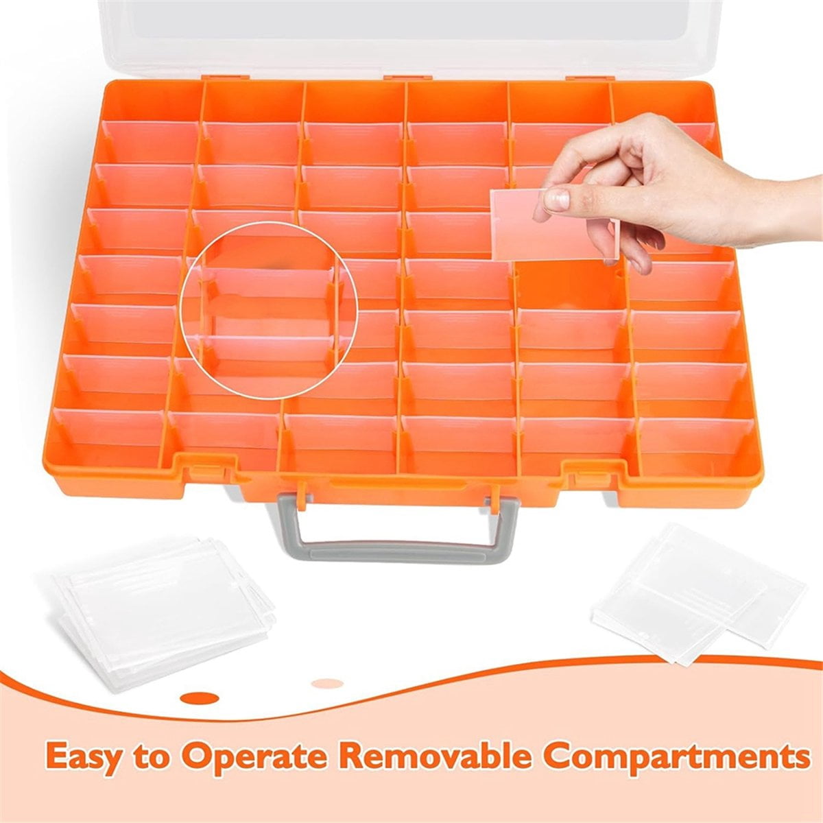 48 Grids Large Plastic Organizer Box with Adjustable Dividers, Beads Storage Containers Compartment Tackle Box Case