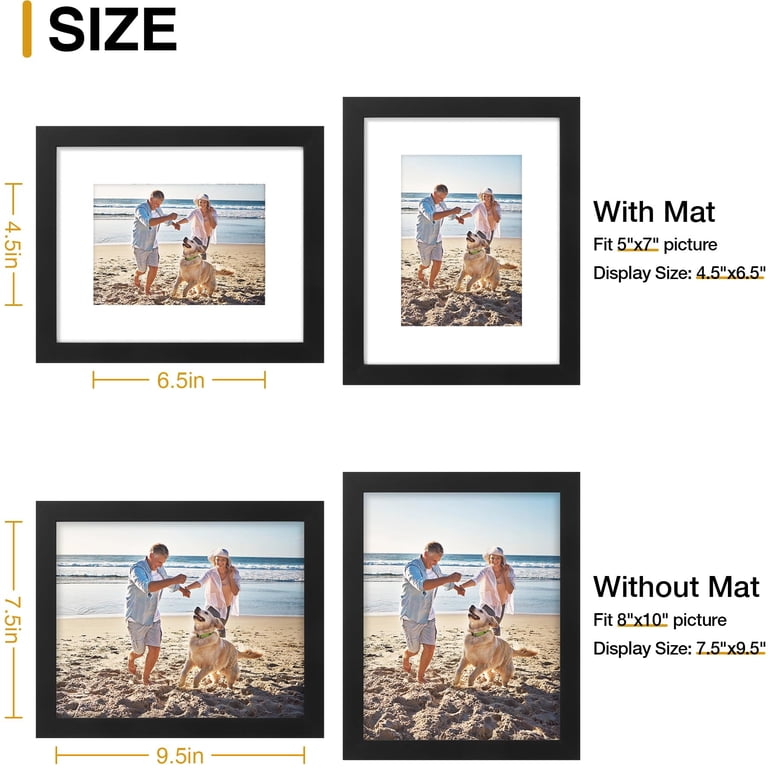 decorUhome 8x10 Picture Frame Matted to 5x7, Black photo 4