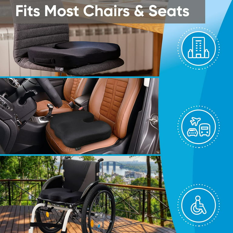 Seat Cushion & Lumbar Support Pillow for Office Chair, Car, Wheelchair  Memory Foam Desk Chair Cushion for Sciatica, Lower Back & Tailbone Pain  Relief