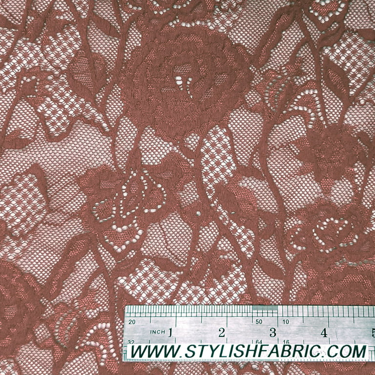 Black Floral Pattern Scalloped Edge Eyelash Lace Fabric - OneYard