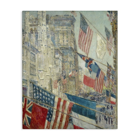 Stupell Industries Classic Americana Flags Patriotic Painting Wrapped Canvas Art Print Wall Art, 16 x 20