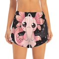 thumbnail image 2 of Balery Cute Axolotl Sakura Blossoms B Pantalones cortos deportivos para mujer con forro y dos bolsillos, elásticos, para entrenamiento, gimnasio, yoga-XX-Large, 2 of 7