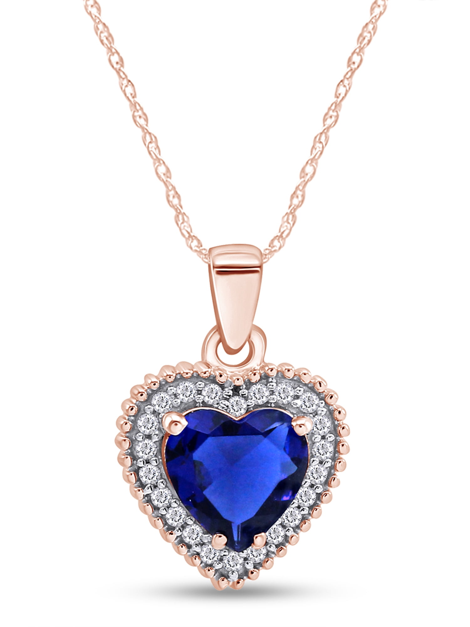 Created White Sapphire Heart & Crystal Shaker Pendant in Rose Gold-Plated Silver 