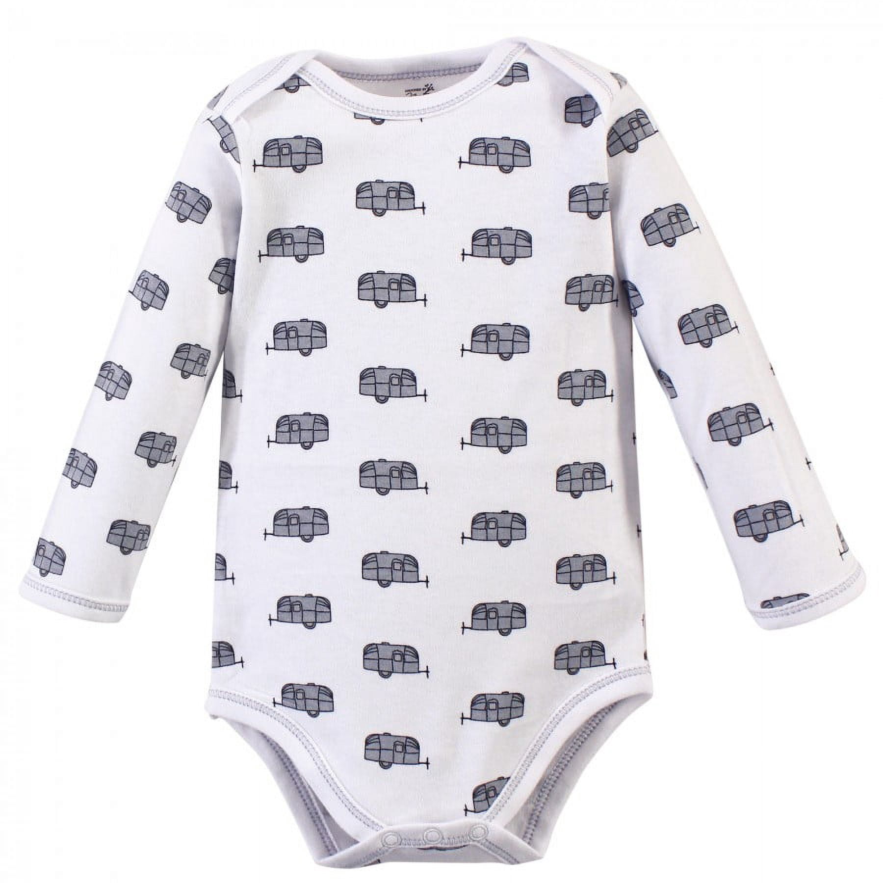 Touched by Nature Baby Boy Organic Cotton Long-Sleeve Bodysuits 5pk, Happy Camper, 6-9 Months