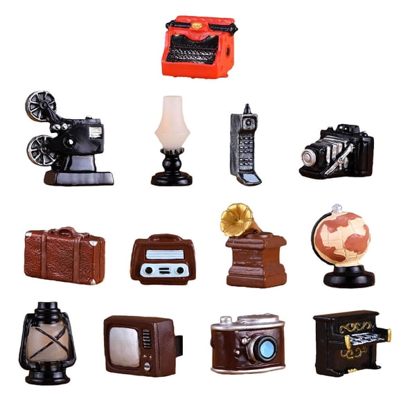 1 Set Resin Miniature Piano Phonograph Decorative Landscape Figurines for Home and Office