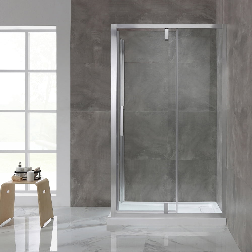 OVE Decors Estero 48x32 in. Chrome Framed Pivot Shower Door with Side