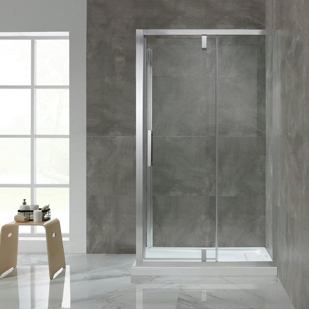 OVE Decors Estero 48x32 in. Chrome Framed Pivot Shower Door with Side Panel