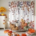 thumbnail image 3 of Shower Curtain 72"W x 78"L Fall Leaves Thanksgiving Watercolor Pumpkins Fabric Shower Curtains Set with Hooks Water Repellent Bathroom Curtains Machine Washable Bathroom Accessories, 3 of 6