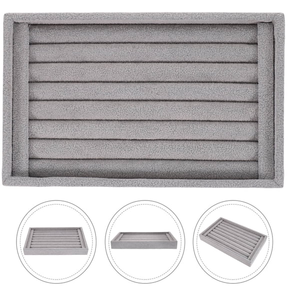 SWETRACE 1Pack Women's Jewelry Tray Grey Velvet Rectangular for Elegant Display