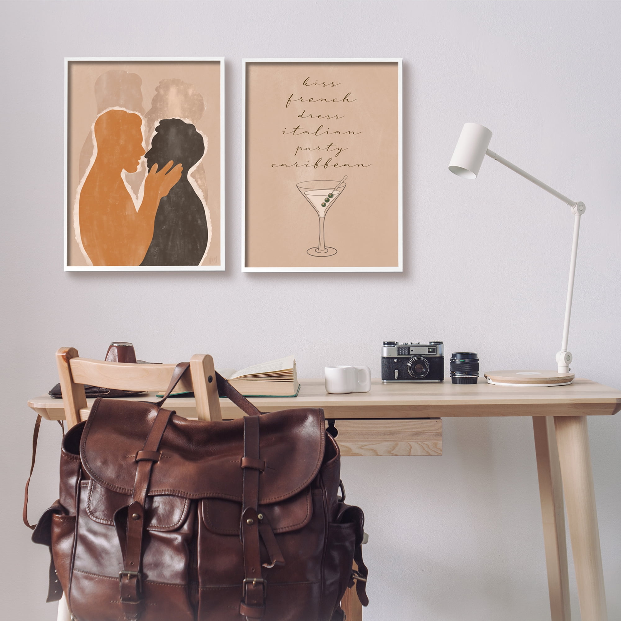 Stupell Indtries Kiss French Party Caribbean Phrase Male Couple Embrace,16 x 20,Design by Birch&Ink