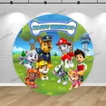thumbnail image 3 of Fondo de fiesta redondo personalizado con nombre y edad de la Patrulla Canina, cubierta de fondo con temática de cachorros bonitos, fondo de cumpleaños para niños y bebés, pancarta de estudio fotográf, 3 of 5
