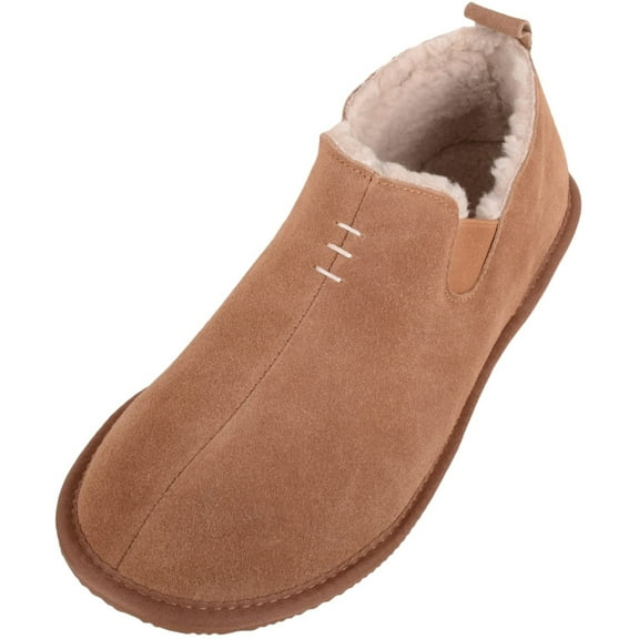 Mens Berber Fleece Easy Slip On Twin Gusset Winter Slipper Boot - Chestnut - US 11
