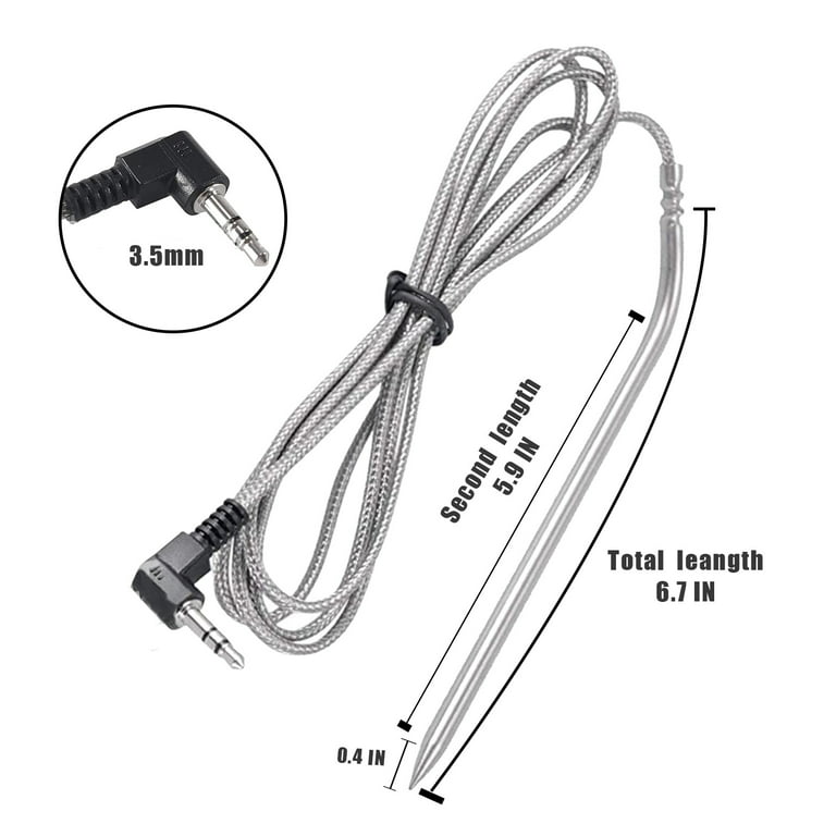 2 Pack Replacement High-Temperature Meat BBQ Probe for Pit Boss Pellet  Grills, Aousthop Meat Probe Replacement, 3.5 mm Plug, Accessories with 2  Clip Holders 